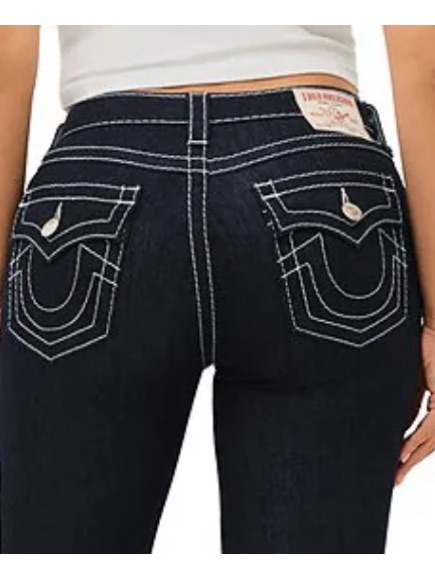 True Religion Low Rise Super T Flap Pocket Bootcut Jeans In Body Rinse 28